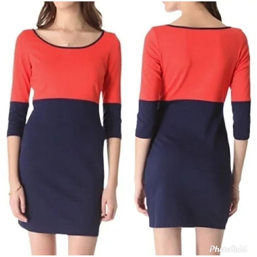 BB Dakota Lewis Colorblock Blue Red Orange Knit Dress Size Med